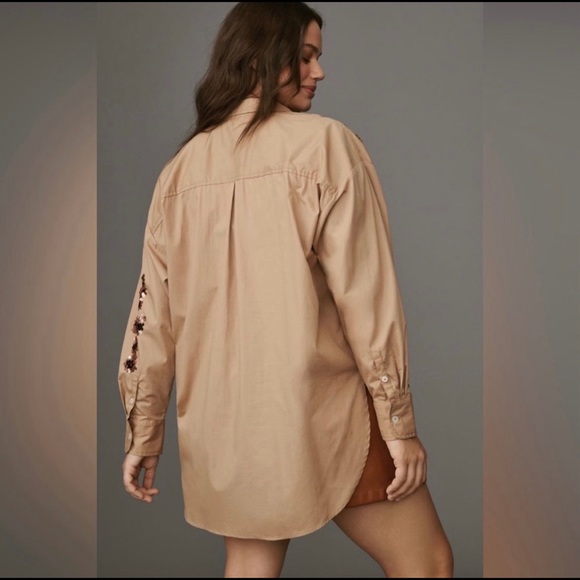 Anthropologie Maeve Bennet Sequin Button-Up Shirt - Picture 3 of 11